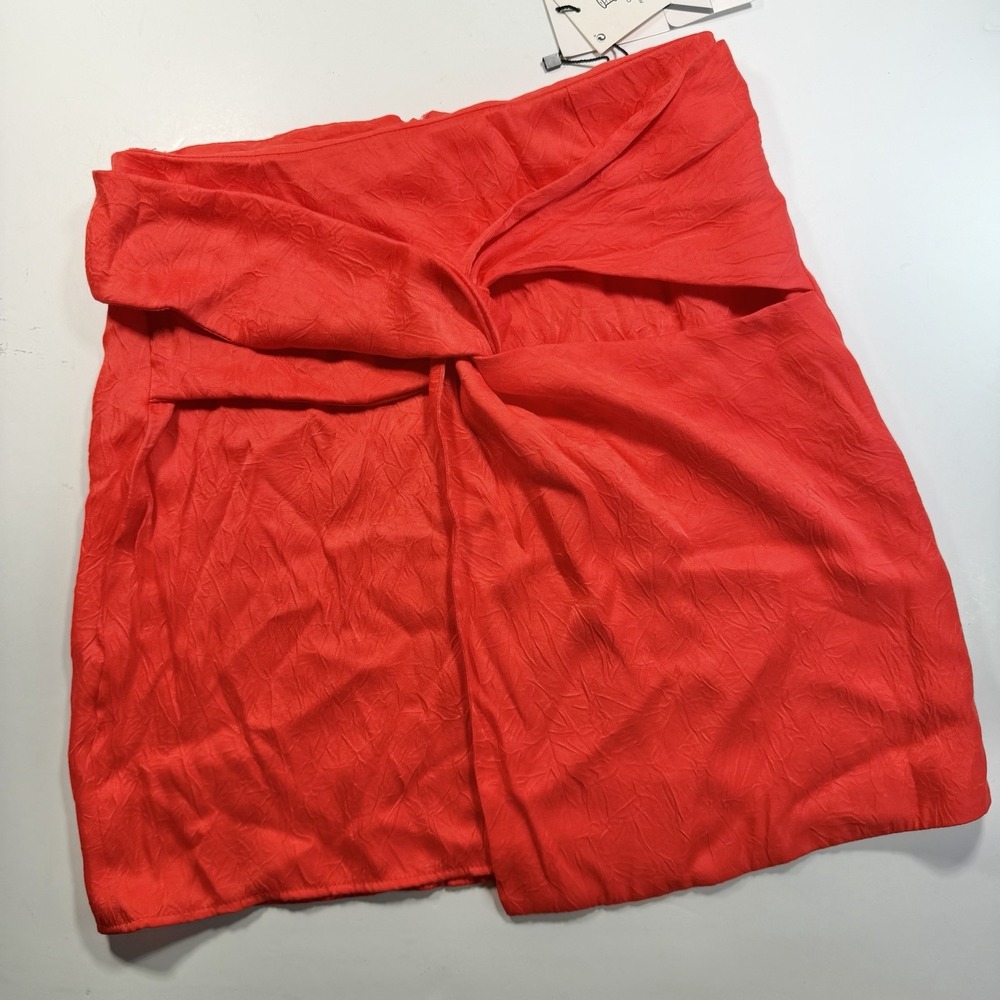 Zara NWT Red Mini Skirt XS Cherry Red Drape Front